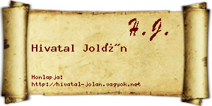 Hivatal Jolán névjegykártya